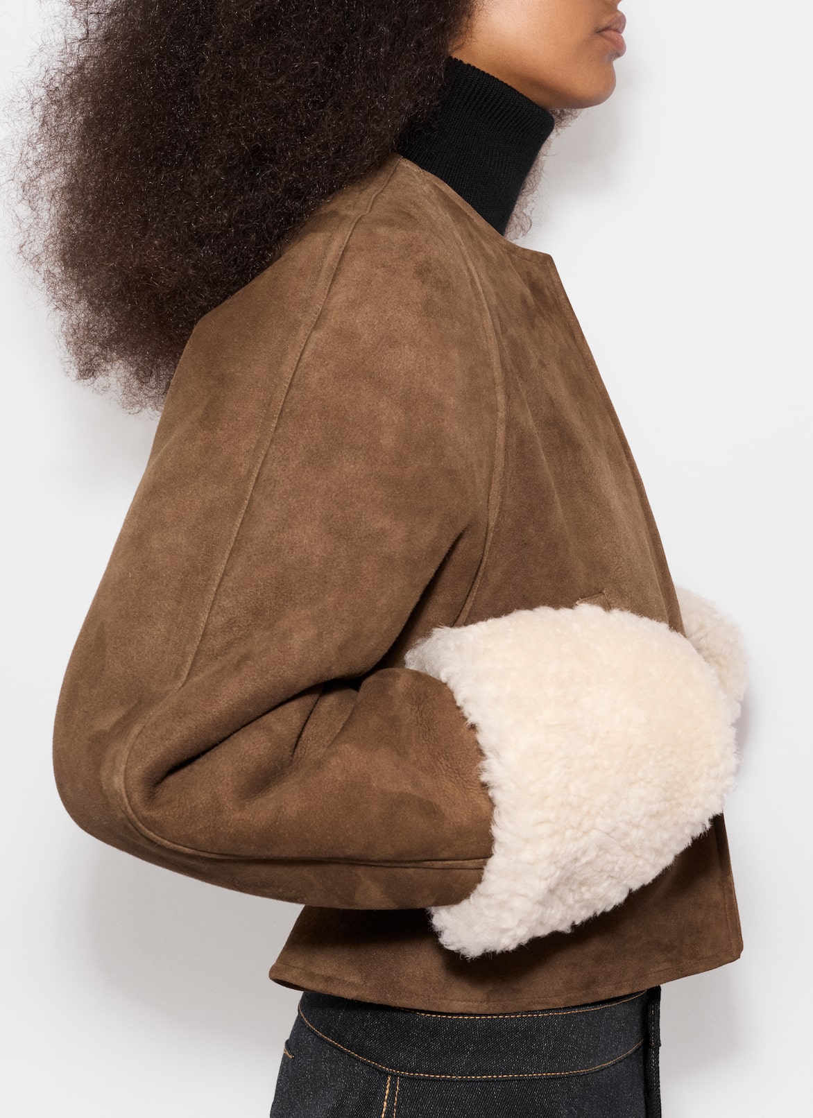 SHEARLING JACKET ALAÏA WHITE/BROWN SHEARLING JACKET